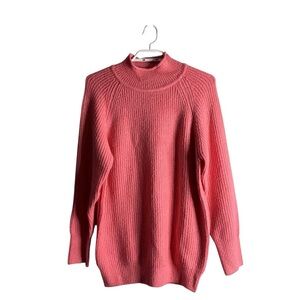 Brave Soul London Women's Pink Mock Neck Cozy Knit Sweater